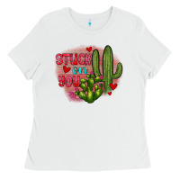 White stuck on you cactus Ladies Tee - JahusDesignShop