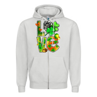 Dove Grey St.Patrick Love With Clover Zipper Hoodie - BundleAndBundleShop