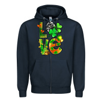 Navy St.Patrick Love With Clover Zipper Hoodie - BundleAndBundleShop
