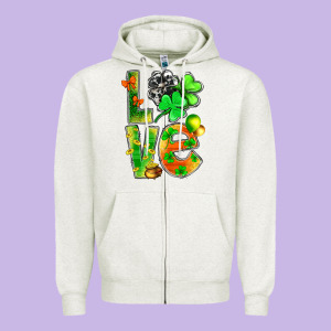 St.patrick Love With Clover Zipper Hoodie Designed By Bundleandbundleshop
