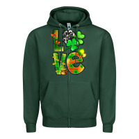 Sports Green St.Patrick Love With Clover Zipper Hoodie - BundleAndBundleShop