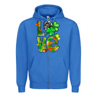 True Royal St.Patrick Love With Clover Zipper Hoodie - BundleAndBundleShop