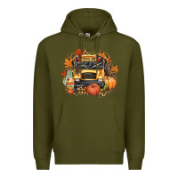 Army Green Fall School Bus Premium Hoodie - texasbilliewilder