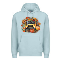 Blue Mist Fall School Bus Premium Hoodie - texasbilliewilder