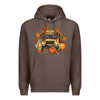 Coffee Fall School Bus Premium Hoodie - texasbilliewilder