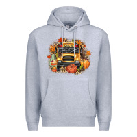 Heather Grey Fall School Bus Premium Hoodie - texasbilliewilder