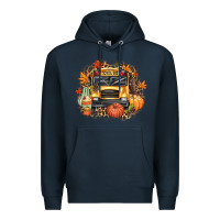 Navy Fall School Bus Premium Hoodie - texasbilliewilder
