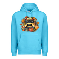 Ocean Blue Fall School Bus Premium Hoodie - texasbilliewilder
