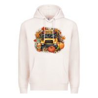 Pale Pink Fall School Bus Premium Hoodie - texasbilliewilder