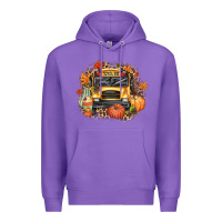 Purple Fall School Bus Premium Hoodie - texasbilliewilder