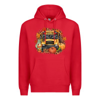 Red Fall School Bus Premium Hoodie - texasbilliewilder
