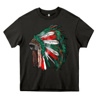 Asphalt mexican flag indian headdress Heavy Core Tee - RanaPortraitStore