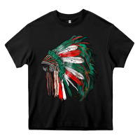Black mexican flag indian headdress Heavy Core Tee - RanaPortraitStore
