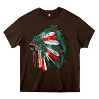 Chocolate Brown mexican flag indian headdress Heavy Core Tee - RanaPortraitStore