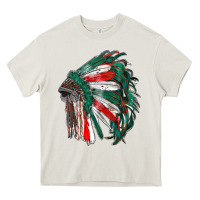 Cream mexican flag indian headdress Heavy Core Tee - RanaPortraitStore