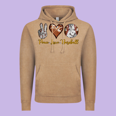 Peace Love Baseball Vintage Hoodie Designed By Ranaportraitstore