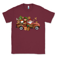 Burgundy Christmas Truck Elf Santa snowman reindeer Classic Tee - NancyCooperArtShop