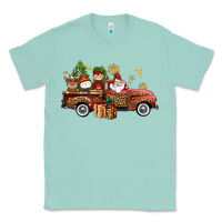 Seafoam Christmas Truck Elf Santa snowman reindeer Classic Tee - NancyCooperArtShop