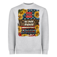 Heather Grey Western God Bless America Heavyweight Sweatshirt - LillyAllenDesigns