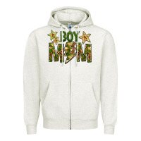 Oatmeal Heather Boy Mom Zipper Hoodie - BundleAndBundleShop
