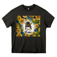 Asphalt sunflowers messy bun mama Heavy Core Tee - BarkalooDesign