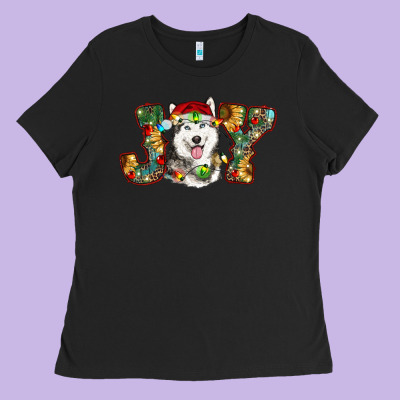 Husky Christmas Joy Ladies Tee Designed By Ranaportraitstore
