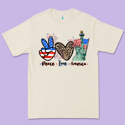Peace Love America 4th Of July Premium Tee Designed By Cowgirlartshop