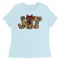 Baby Blue german shepherd christmas joy Ladies Tee - RanaPortraitStore