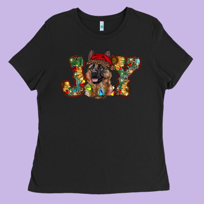 German Shepherd Christmas Joy Ladies Tee Designed By Ranaportraitstore