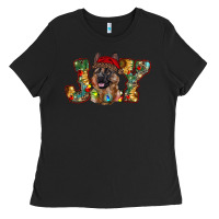 Black german shepherd christmas joy Ladies Tee - RanaPortraitStore
