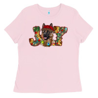 Bubblegum Pink german shepherd christmas joy Ladies Tee - RanaPortraitStore