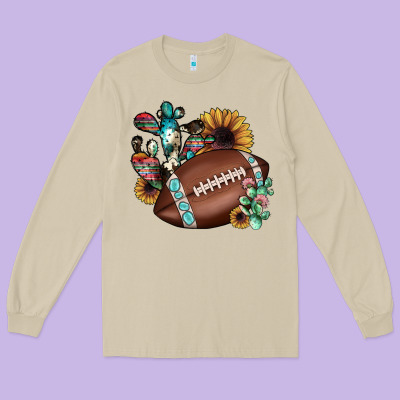 Football Cactus Sunflower Long Sleeve Tee Designed By Jahusdesignshop