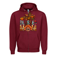 Burgundy Western Blessed Mom With Cross Zipper Hoodie - BundleAndBundleShop