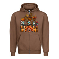 Chestnut Western Blessed Mom With Cross Zipper Hoodie - BundleAndBundleShop