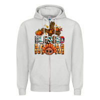 Dove Grey Western Blessed Mom With Cross Zipper Hoodie - BundleAndBundleShop