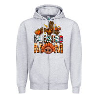 Heather Grey Western Blessed Mom With Cross Zipper Hoodie - BundleAndBundleShop