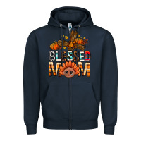Navy Western Blessed Mom With Cross Zipper Hoodie - BundleAndBundleShop