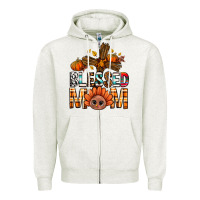 Oatmeal Heather Western Blessed Mom With Cross Zipper Hoodie - BundleAndBundleShop