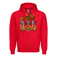 Red Western Blessed Mom With Cross Zipper Hoodie - BundleAndBundleShop