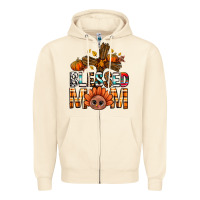 Sandshell Western Blessed Mom With Cross Zipper Hoodie - BundleAndBundleShop