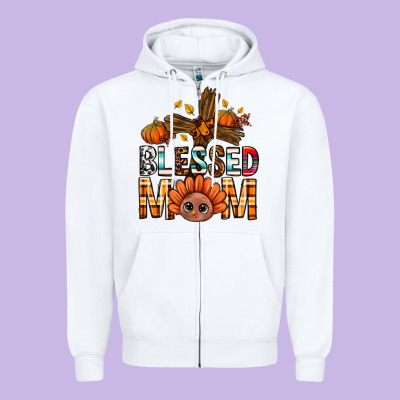 Western Blessed Mom With Cross Zipper Hoodie Designed By Bundleandbundleshop