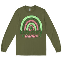 Army Green lucky to be a teacher Long Sleeve Tee - MaliasSmallBusiness