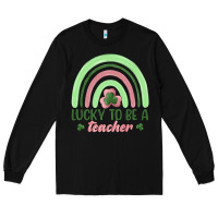 Black lucky to be a teacher Long Sleeve Tee - MaliasSmallBusiness