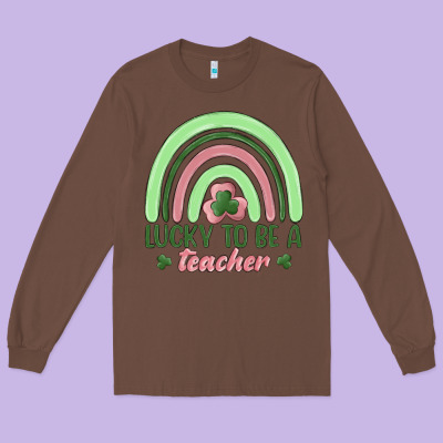 Lucky To Be A Teacher Long Sleeve Tee Designed By Maliassmallbusiness