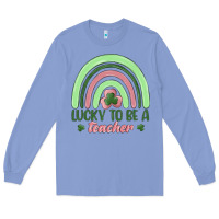 Colony Blue lucky to be a teacher Long Sleeve Tee - MaliasSmallBusiness