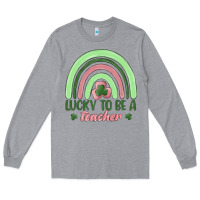 Heather Grey lucky to be a teacher Long Sleeve Tee - MaliasSmallBusiness