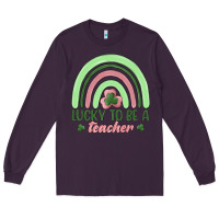 Plum lucky to be a teacher Long Sleeve Tee - MaliasSmallBusiness