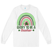 White lucky to be a teacher Long Sleeve Tee - MaliasSmallBusiness