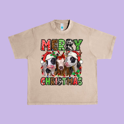 Merry Christmas Heifers Urban Heavy Tee Designed By Jasminsmagicworld