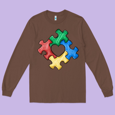 Autism Puzzle Long Sleeve Tee Designed By Maliassmallbusiness
